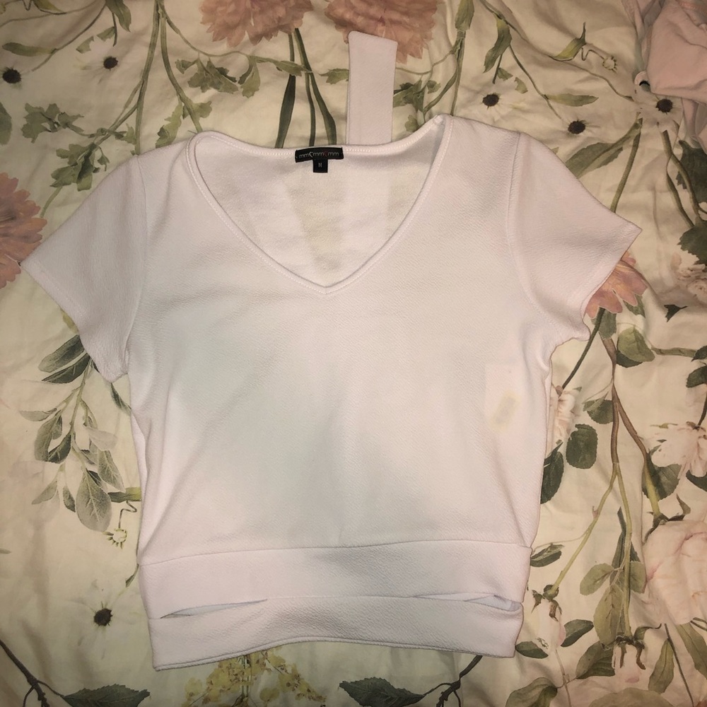 White tie back crop top